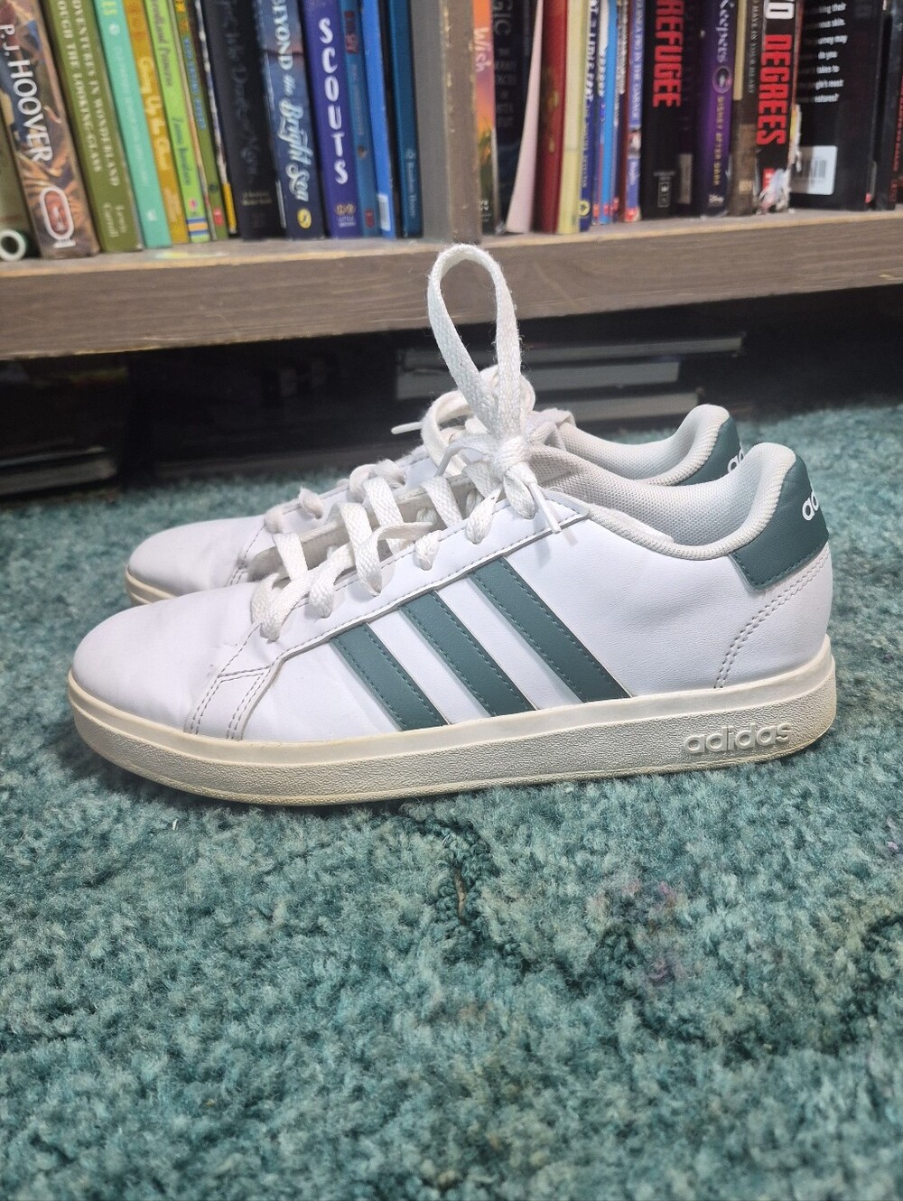 Adidas Men's Grand Court Lace Up Shoes White Green Size 5.5